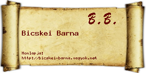 Bicskei Barna névjegykártya